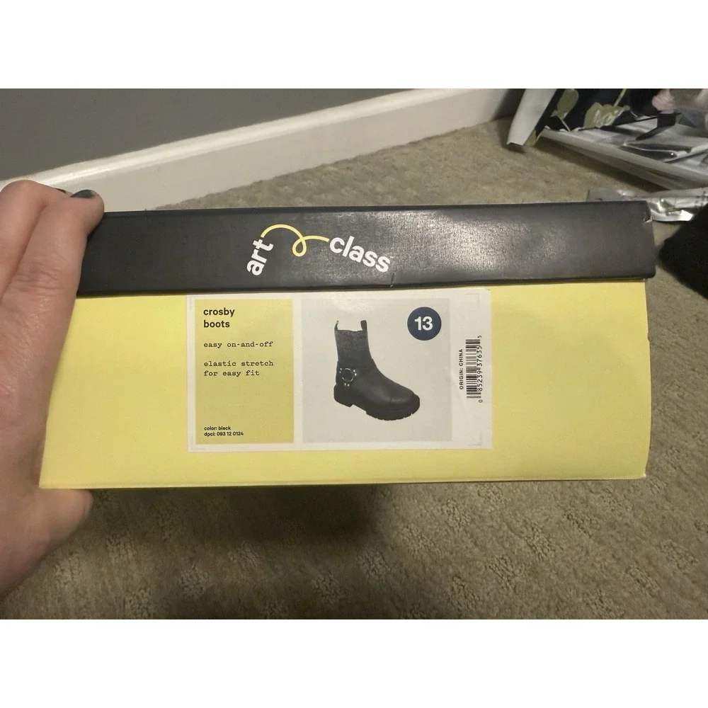 Art Class Girls Black‎ Crosby Moto Faux Leather Boots Size 13